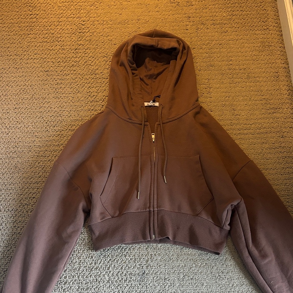 Garage Brown Cropped Jacket with Hood